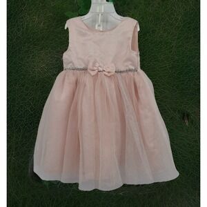 3T Blue Beri Boulavard Sleeveless Dress Pale Pink Tulle Sparkle Overlay